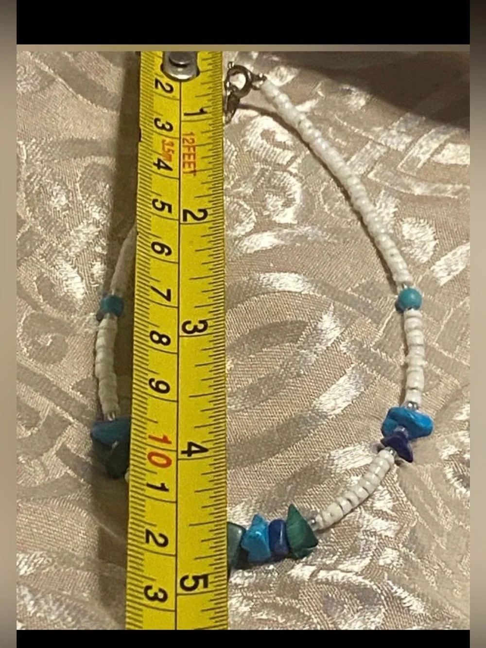 Turquoise, Malachite, Lapis Chip & Seed Bead Bracelet #7492